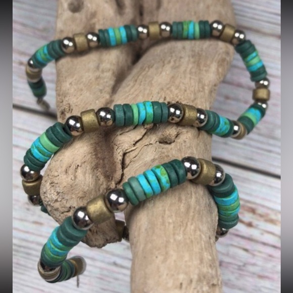 NEW Coconut Shell Coco Heishi Disk Beads & Silver Tone Unisex Necklace Hippie - Picture 6 of 13